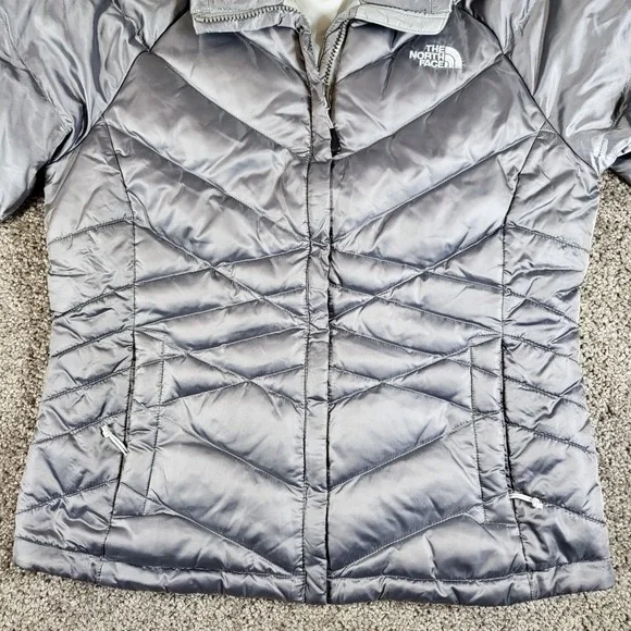 The North Face Womens 650 Down Puffer Jacket Gray Medium‎ Quilted Coat - Picture 10 of 11